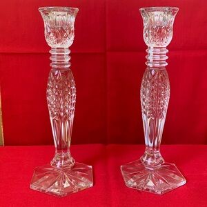 Set of 2 Waterford Crystal candlesticks from the vintage Bethany Pattern line.